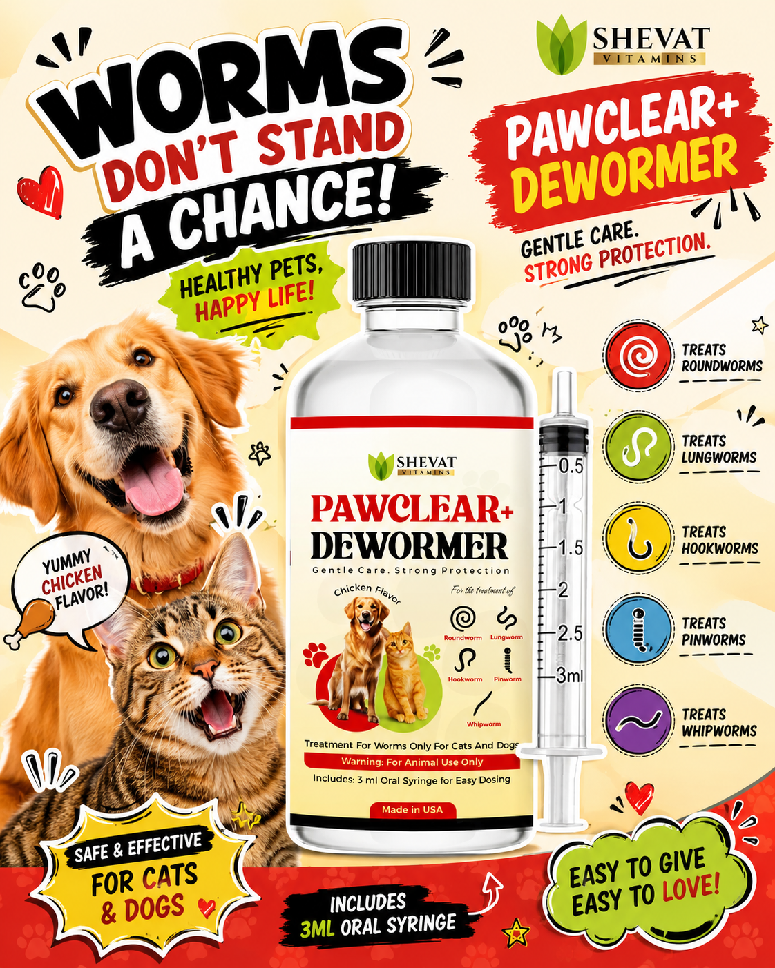 PawClear+ Dewormer for Cats & Dogs: Complete Guide to Protecting Your Pets from Intestinal Worms