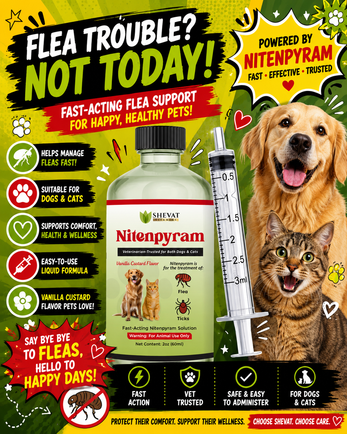 Nitenpyram for Dogs & Cats: Fast-Acting Flea Support for Happy, Comfortable Pets