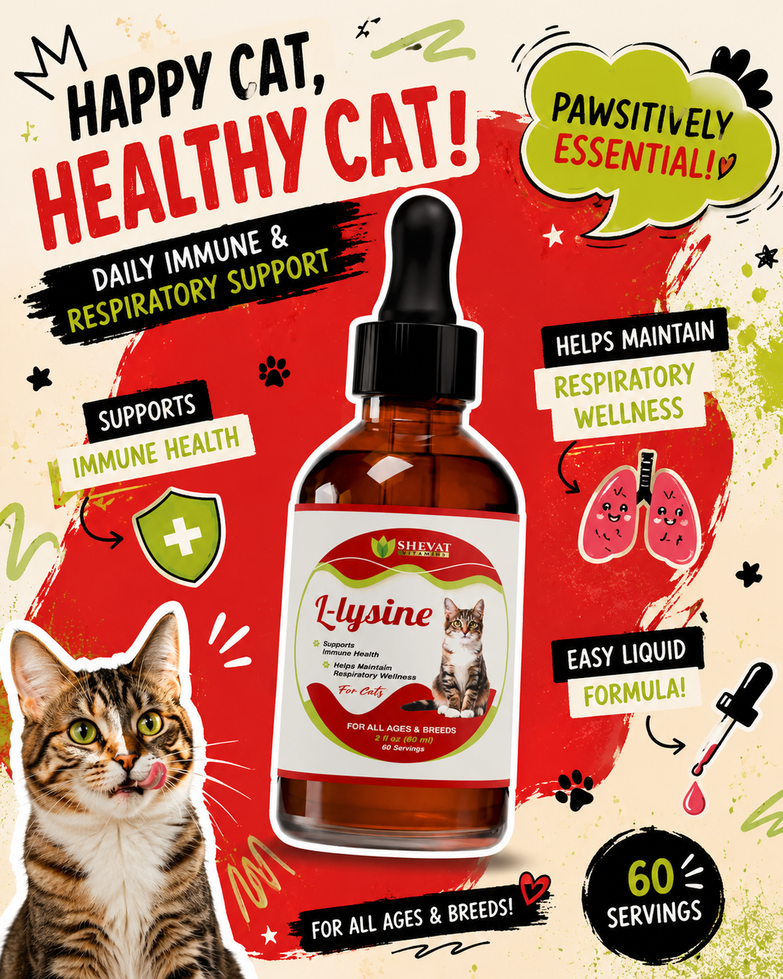 L-Lysine for Cats: Why Feline Immune & Respiratory Support Matters