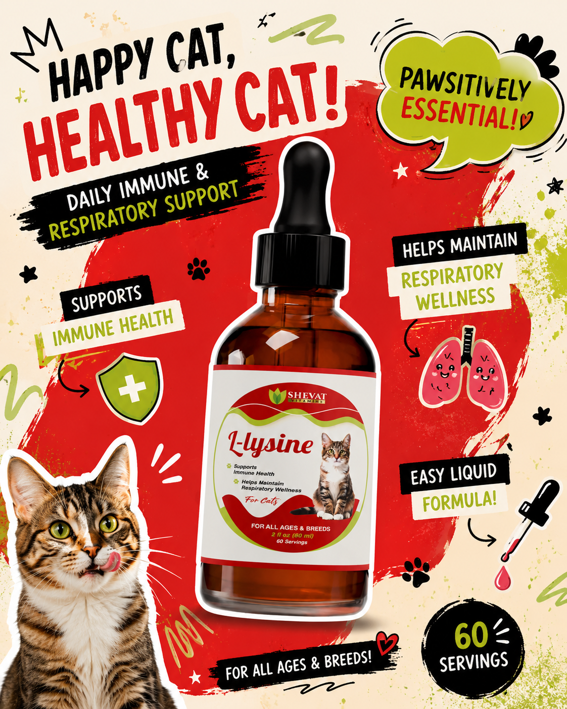 L-Lysine for Cats: Why Feline Immune & Respiratory Support Matters