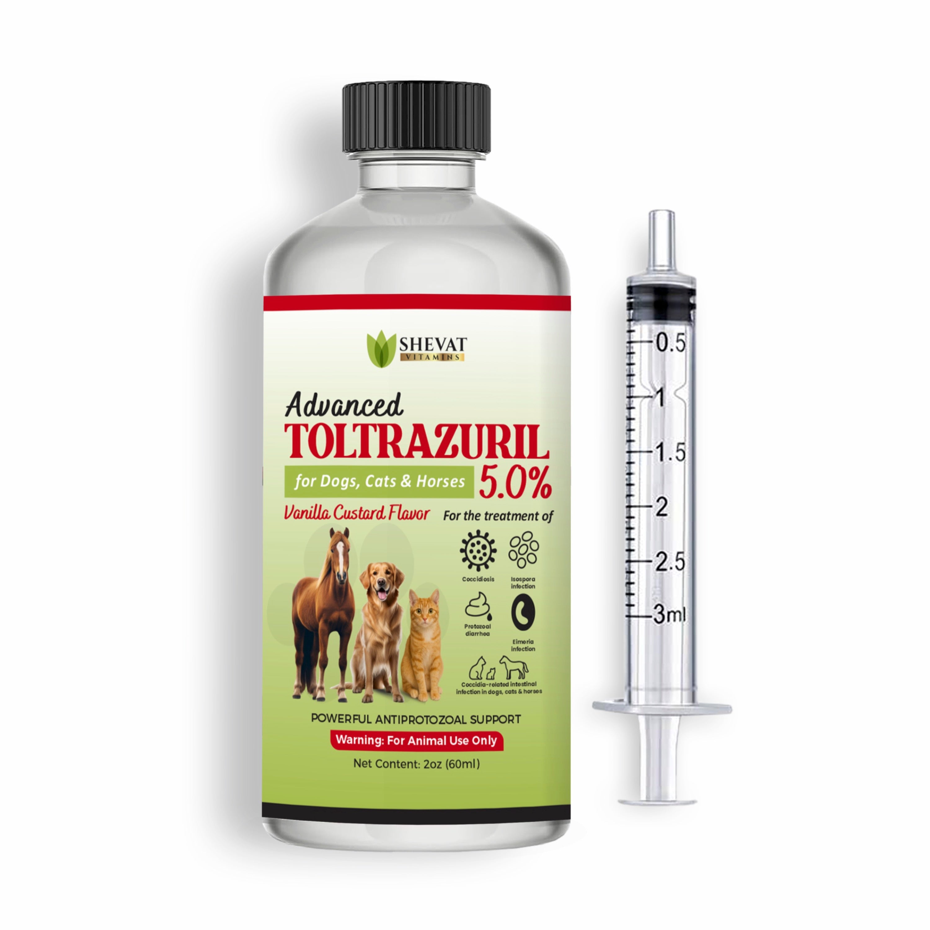 SHEVAT VITAMINS Advanced Toltrazuril 5.0% Oral Suspension – Vanilla Flavor
