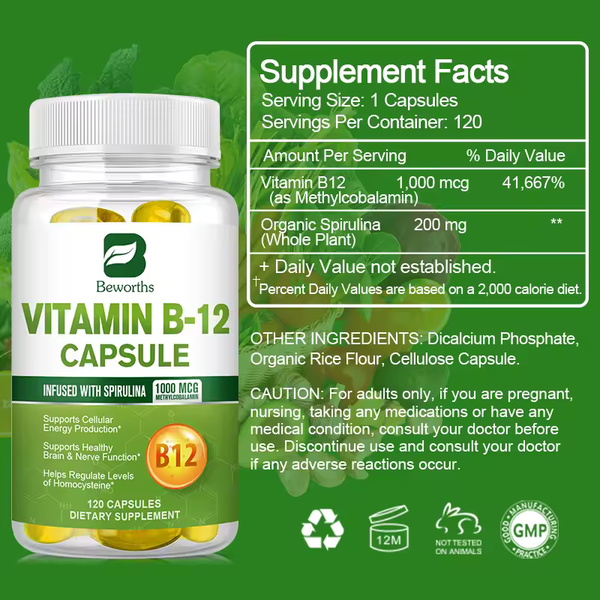 1000mcg Organic Vitamin B12 Capsules