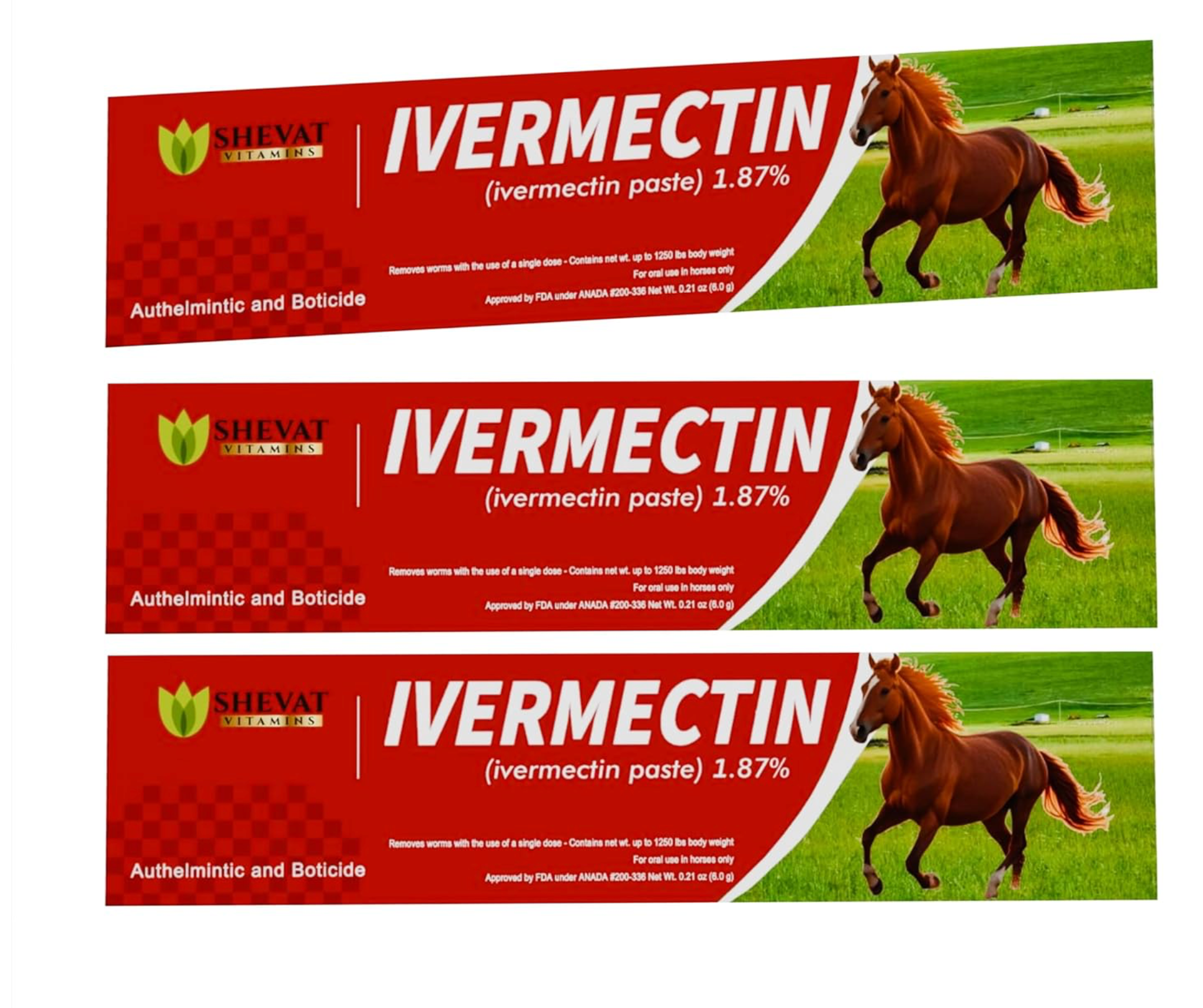 Shevat Vitamins ivermectin Horse Paste Gel 1.87%