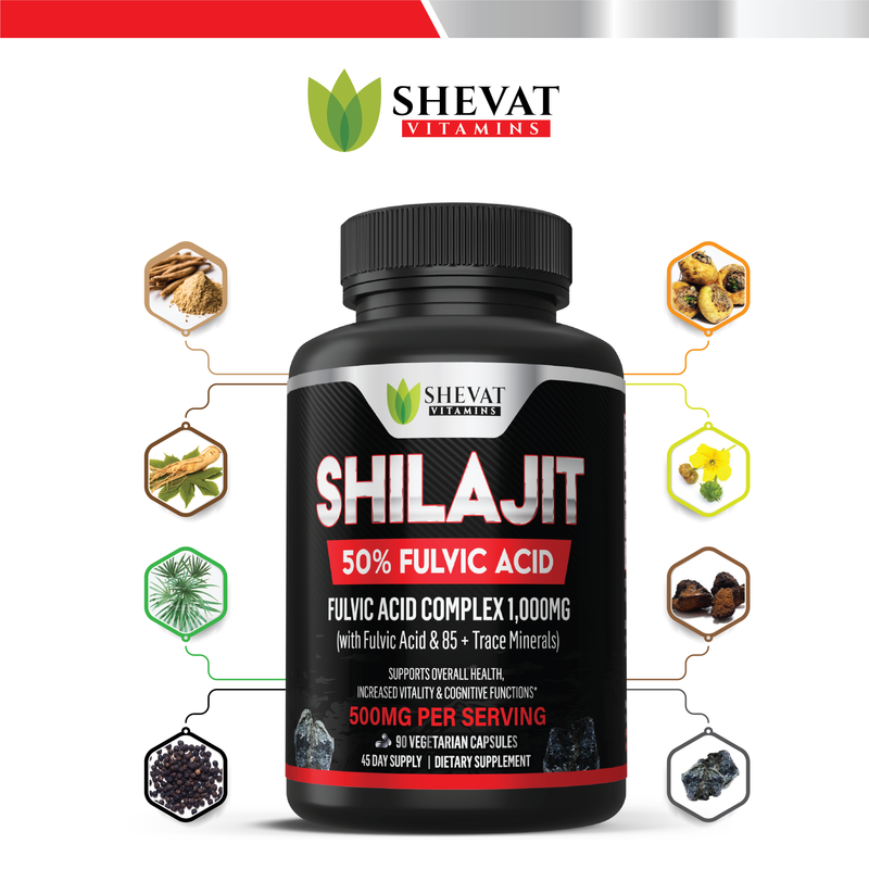 Shevat Vitamins Shilajit Supplement 50% Fulvic Acid