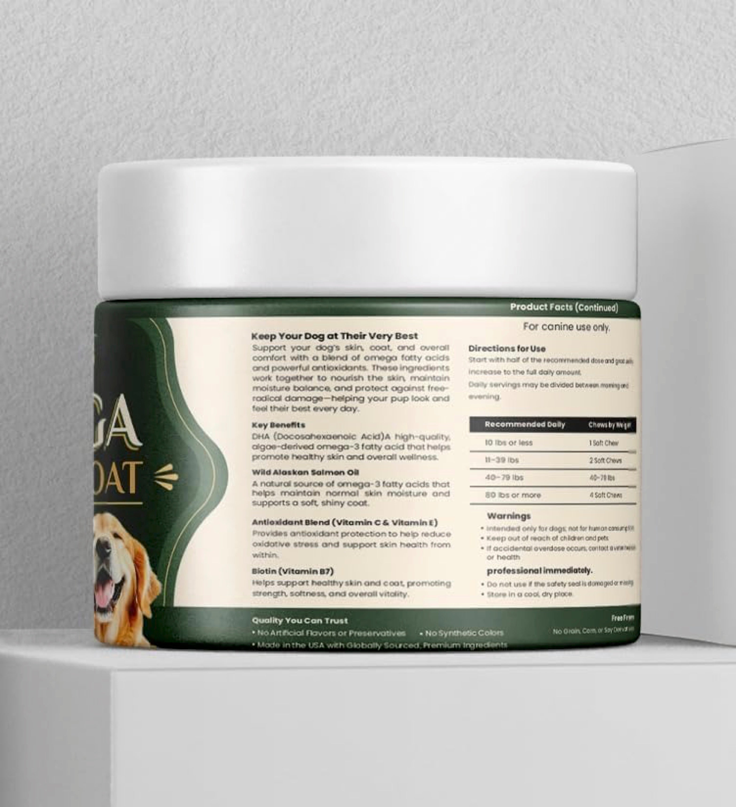 Shevat Vitamins Omega 3 Fish Oil Soft Chews for Dogs